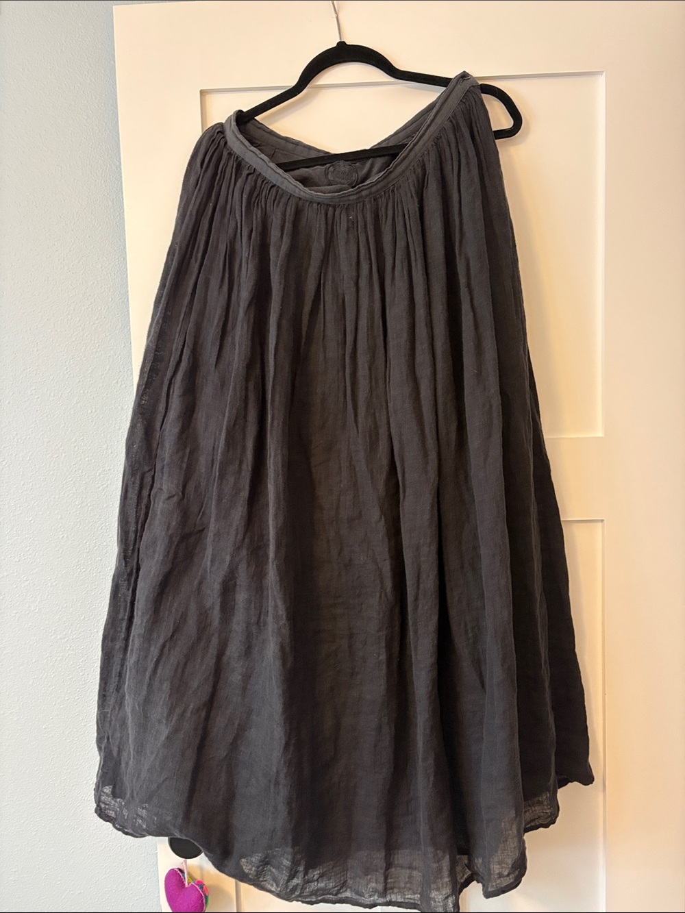 Flowy black linen maxi skirt